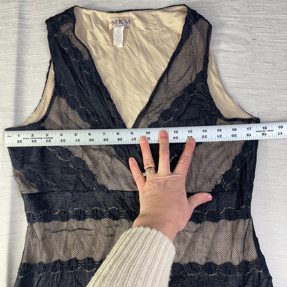 MKM Vintage XL Y2K Black Sheer Babydoll Lace Sleeveless Top Women's M Whimsigoth - Picture 4 of 8